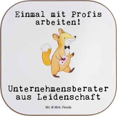 Produktbild von Mr. & Mrs. Panda Tassenuntersetzer Unternehmensberater Leidenschaft - Weiß - Geschenk, Tischuntersetzer, gläseruntersetzer, Untersetzer für Gläser, Holzuntersetzer