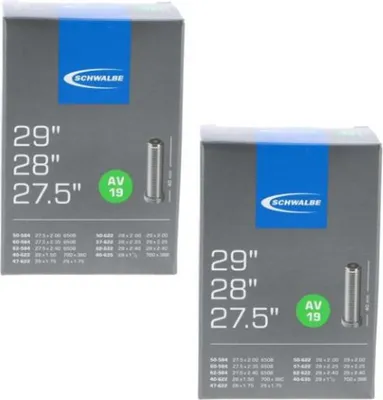 Immagine prodotto di Camera d'aria Schwalbe 2x AV19, 27,5/28/29 pollici (ETRTO 40/62-584/635), valvola automatica ...