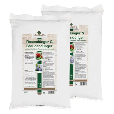 Produktbild von HaGaFe Rosendünger, Staudendünger, 2 x 10kg, Ideal auch für Flieder, Forsythien, Schneeball, organischer - mineralischer Spezialdünger