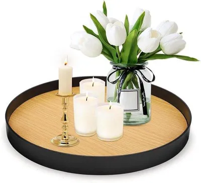 Image de Plateau décoratif en bois - décoration de table - Ø 26 cm