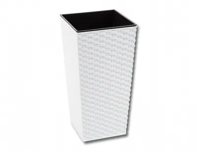 Produktbild von Blumentopf LAMELA Blumentopf FINEZIA RATAN, 25 x 25cm, Höhe 46,5cm, weiß