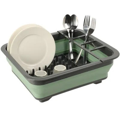 Obrázok produktu pre Excellent Houseware Skladací odkapávač na riad sivozelený polypropylén 31x36,5x12 cm