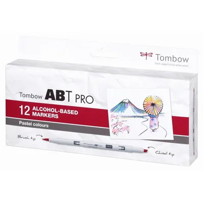 Obrázok produktu pre Tombow ABT Pro, 12 kusov, Viacfarebný, Kolo, Atrament na alkoholovej báze, Box