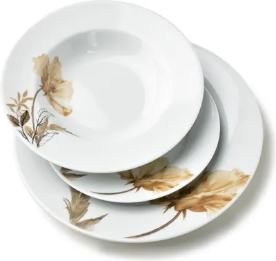 Produktbild von Tafelservice Porzellan AFFEKDESIGN by MONDEX Lea Beige 27/21,8/19,2 cm Weiß/Beige/Braun 18-tlg. für 6 Personen