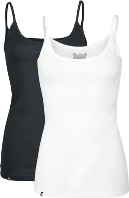 Produktbild von Black Premium by EMP Damen Doppelpack Tops mit dünnen Trägern in schwarz und weiß XXL