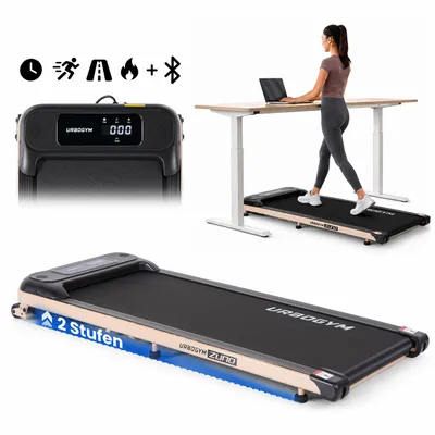 Produktbild von URBOGYM ZUNO Walking Pad, 6 km/h, 120 kg, 12 Trainingsprogramme, Bluetooth, Fernsteuerung, kompakt, für Zuhause und Büro