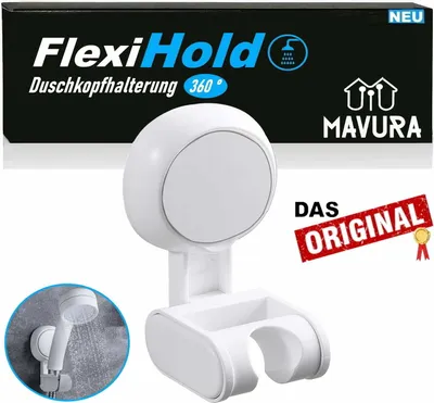 Obrázok produktu pre Držiak sprchovej hlavice FlexiHold s prísavkou 360° otočný držiak sprchovej hlavice bez vŕtania