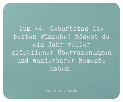 Produktbild von Mr. & Mrs. Panda Mouse Pad Spruch 44. Geburtstag Glückwünsche - Meeresbrise - Geschenk, Mousepad, mousematte, Geburtstagsspruch, Zuneigung, mauspad laptop, Happy Birthday