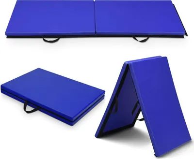 Produktbild von GOPLUS Yogamatte Klappbar 180 x 60 cm Weichbodenmatte, Turnmatte Schaumstoff & Kunstleder, rutschfest Tragbar mit Griff, Kombinierbar mit Klettverschluss Fitnessstudio