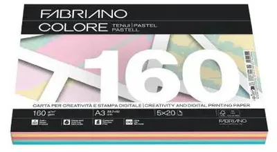 Productafbeelding van Fabriano gekleurd karton, A4, 160 g/m², pastelkleuren, 100 vellen