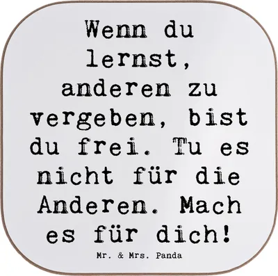 Produktbild von Mr. & Mrs. Panda Untersetzer für Gläser Spruch Vergebung Freiheit - Weiß - Geschenk, Harmonie, Zitat, Gefühl, Coaster, gläseruntersetzer, Neuanfang, Selbstvergebung