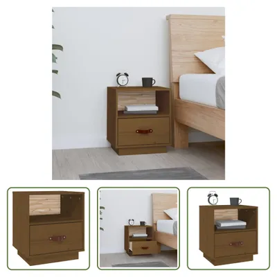 Produktbild von The Living Store Nachttisch Honigbraun 40x34x45 cm Massivholz Kiefer