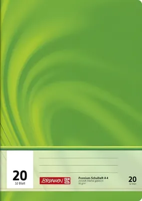 Image de BRUNNEN 104442002 Cahier scolaire Vivendi A4 non ligné, avec feuille de lignes, lin. 20 vert