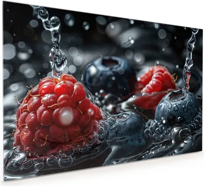 Produktbild von Küchenrückwand Spritzschutz Glas mit Motiv Früchte im Wasser 40 x 40 cm