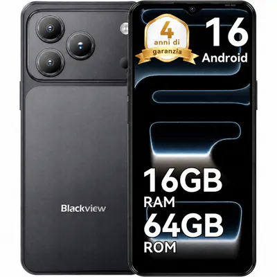 Immagine prodotto di Cellulare Blackview WAVE 7C 2026 senza contratto, 6,56", Android 16, 16 GB + 64 GB/2 TB TF, Face ID, 5000 mAh, 32 MP, doppia SIM, Wi-Fi 5, IP54