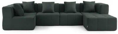 Immagine prodotto di MILYSOFA SOFABULOUS: divano angolare modulare a 5 posti con chaise longue, raffinato tessuto a ricami, verde bosco