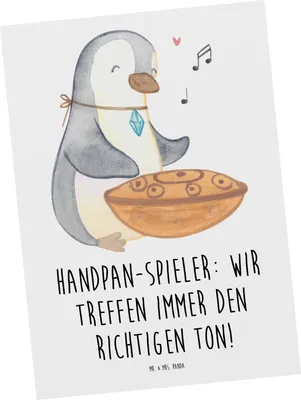 Produktbild von Mr. & Mrs. Panda Postkarte Handpan Spieler - Weiß - Geschenk, Musiker, spielen, Meditation, Harmonie, Ansichtskarten, Postkarten, Lernen, Musik, Klangschalen, Klänge