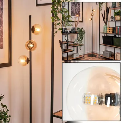 Produktbild von Garaguso Stehlampe aus Metall/Glas in Schwarz/Bernstein/Klar