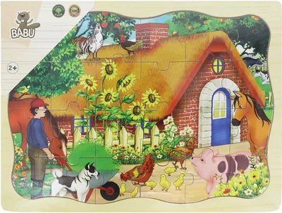Imagen del producto de BABU - Puzzle de madera con forma de casita - 24 piezas