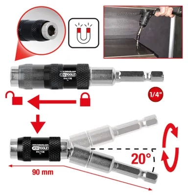 Image de KS Tools Porte-embouts magnétique 1/4 à changement rapide, avec articulation, 514.1136