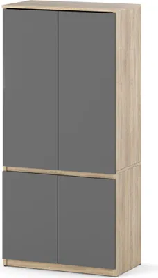 Zdjęcie produktu dla Szafa Nowoczesna Garderoba Do Sypialni Z Półkami 80Cm Dąb Sonoma Szara Mat