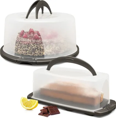 Produktbild von Tortentransportboxen 2er Set, rund/rechteckig hoch
