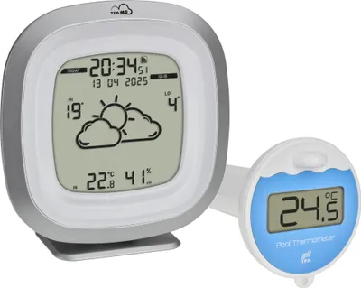 Produktbild von TFA.me Poolthermometer Set 35.8101.99 Wetterstation Poolthermometer lokale Profi-Wettervorhersage durch wetter.com 4 Tage WLAN Online Portal Temperatur Luftfeuchtigkeit Wassertemperatur Warnfunktion : ohne Batterien