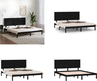 Immagine prodotto di vidaXL Letto in legno massiccio pino nero 200x200 cm - struttura letto - letto - letto in legno