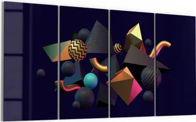 Produktbild von DEQORI Glasbild Echtglas 4x30x60 cm 'Sammlung abstraker Formen' Wandbilder XXL groß