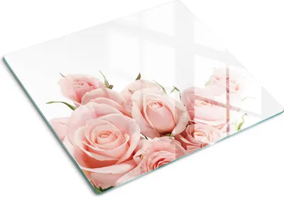 Immagine prodotto di Pannello protettivo in vetro – Copertura per piano cottura – Copertura per piano cottura a induzione – 60x52 cm – Facile da pulire – Vetro temperato – Motivo: rose rosa