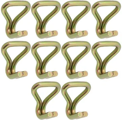Obrázek produktu pro Háček s dvojitým úchytem, 10 kusů - J-háček - Montážní háček - Zajištění nákladu - 50x30x15 mm - Zlatá barva, odolný proti korozi