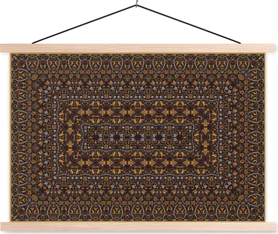 Produktbild von MuchoWow® Textilposter Persische Teppiche - Teppiche - Muster - Orange 60x40 cm mit holzfarbenen Rahmen - Bilder