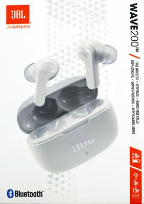 Image de JBL Wave 200 TWS True-Wireless In-Ear écouteurs Bluetooth en blanc - Ecouteurs sans fil avec microphone intégré - Streaming de musique jusqu'à 20 heures - Etui de chargement inclus