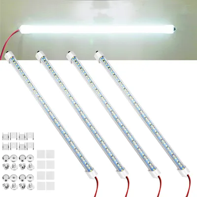 Productafbeelding van LED Lichtbalk - Strip Lichten Interieurverlichting - Verlichting Kast - Uitschuifbaar met Schakelaar - 4 STKS - Wit