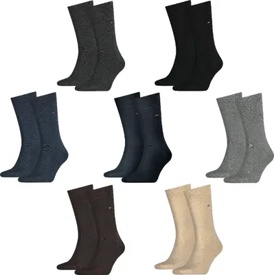 Image de 2 paires de chaussettes TOMMY HILFIGER Classic, tailles 39 à 49, chaussettes de ville pour homme, couleur : 937 - kensington brown, chaussettes et bas : 43 à 46