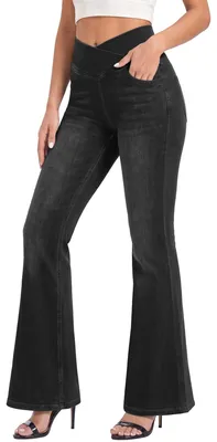 Produktbild von SolidKeus – Push-Up Jeans, V-förmige Taille, hohe Taille, weit geschnittene Beine, elastisches Denim