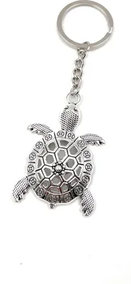 Produktbild von Onwomania Schlüsselanhänger - "Schildkröte Meerestier verziert" - Metall Glücksbringer ideal als Geschenk z.B. für den besten Freund, die beste Freundin, Mama