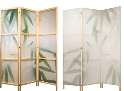 Immagine prodotto di Schermo XXL Foglie di bambù 225x171 cm - 5 pezzi - monofacciale - elegante schermo per la privacy - parete divisoria - divisorio per ambienti - legno - motivo di design - decorazione - Giappone b-B-0591-z-c