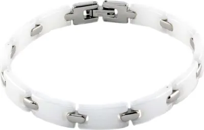 Produktbild von Armband Armkette aus weißer Keramik und Edelstahl
