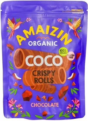 Zdjęcie produktu dla RURKI WAFLOWE KOKOSOWO - CZEKOLADOWE BEZGLUTENOWE140 g - AMAIZIN