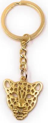 Produktbild von Onwomania Schlüsselanhänger Leopard Kopf Gold Tiger Metall Anhänger Charm