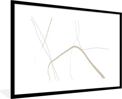 Produktbild von MuchoWow® Gerahmtes Poster Abstrakt - Minimalismus - Linienkunst 90x60 cm - Poster mit Schwarzem Bilderrahmen Wandposter Rahmen Foto Bilder - Wanddekoration - Fotos