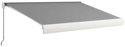 Produktbild von Markise, elektrisch/manuell ausfahrbar, Vollkassette, Fernbedienung, Aluminiumrahmen, 4 x 3 m, Hellgrau