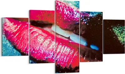 Produktbild von Bild auf Leinwand - Leinwandbild - Lippen Gesicht Frau - 125x70cm - Wand Bild - Wanddeko - Leinwanddruck - Bilder - Kunstdruck - Wanddekoration - Leinwand bilder - Wandkunst - EA125x70-0231