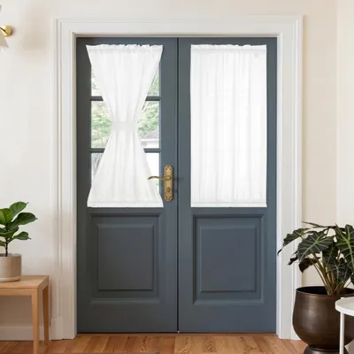 Produktbild von Türvorhang Weiß Blickdicht Französischer Gardinen Vorhang Scheibengardine für Terrassen und Glastür Fenster, 1 Stück, B132x102cm