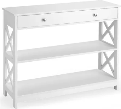 Obrázek produktu pro Konzolový stolek se zásuvkou a policemi, bílý MDF, 100x30x80 cm