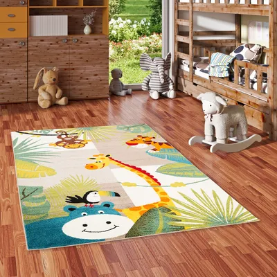Produktbild von Kinder Teppich Softstar Kids Tierwelt Bunt, Größe:200x290 cm