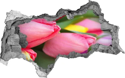 Produktbild von Selbstklebender Loch-3D-Aufkleber 95x73 cm bunte Tulpen
