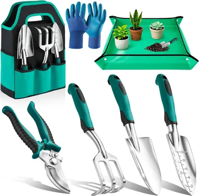 Produktbild von Tuingereedschapsset rostbeständig, mit Aufbewahrungstasche, 7-teilig, für die Gartenarbeit