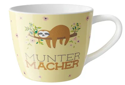 Produktbild von Kaffeetasse "Faultier - Muntermacher", Maxibecher 400 ml